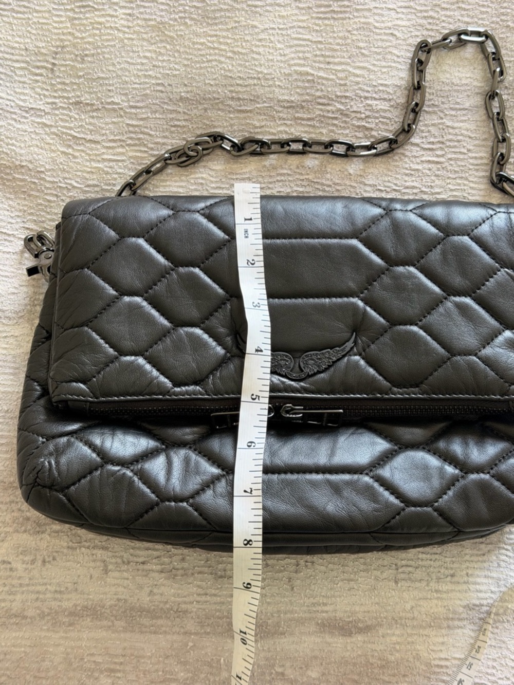 NWOT Zadig & Voltaire Rocky XL Quilted Leather Clutch Chain-Shoulder Bag - Black - Picture 14 of 16